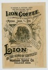 1890s Christmas Lion Coffee Woolson Spice Co Children Snowballs Girl Sleeping