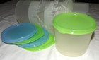 Tupperware   250 Round 20oz Bowls Lot Of 5 Green Blue Seals New