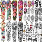 55 Sheets Temporary Tattoos For Men   Women - 8 Full Arm  17 Half Arm Skull   Fl