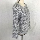 Croft   Barrow Classic Top Tee Shirt Size M Gray Floral Long Sleeve 100  Cotton