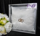 Satin Wedding Ring Bearer Pillow Accented W organza   Double Heart Embellishment