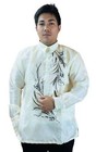 Modern White Barong Tagalog With Black Feather Embroidery - Order Us Size