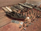 Vintage Lot Wood Paper Plastic War Battleships Aircraft Carriers Boats - Parts 