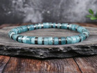 Natural Aquamarine Hematite Beaded Crystal Healing Reiki Stretch Women Bracelet