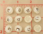 8 Fine Vintage Czech Glass Shank Button Pearl Finish Rhinestone Center 1 2   466
