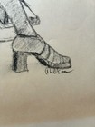 Original Charcoal Drawing Couple Cafe Scene Large Wall Art Vintage Signed