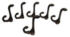 Lot 6 Antique-style Rustic Brown School Double Coat Hooks Cast Iron Hardware