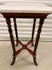 Vintage 60s Marble   Mahogany 14    Square Top Model Pedestal Plant Stand Wood