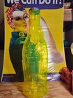 23    Tall Plastic Neon Yellow Coke Bottle Bank By Flexcraft Co  - Made In U s a 