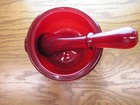 Deep Red Blown Glass Mortar   Pestle