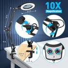 Magnifying Glass Desk Lamp With 10x Swing Arm And Big Clamp Lighted Magnifier
