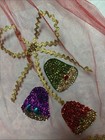 Vintage 60s Sequin And Mesh Holiday Christmas Tie Waist Aprons Red White Osfm