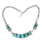 Vintage Navajo Sterling Silver Turquoise Nugget Row Necklace Dja
