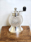 Antique Hukin   Heath Victorian Sterling Silver   Cut Glass Pepper Grinder Mill