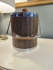Vintage Mid-century Modern Kromex Wood Grain   Chrome Ice Bucket