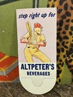 Vintage C  1940 Altpeters Bottle Topper Sign Coca Cola 7up Pepsi Dp Oc Baseball
