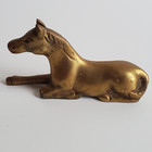 Small Brass Horse Figurine Laying Down Equestrian Decorative 3 5  Vintage