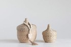 Paulownia Wooden Beads With Heart-shaped Pendants And Jute Tassels