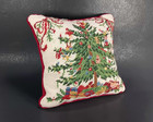 Wool Needlepoint Christmas Tree Pillow Small 9 5  Holiday Red Velvet Back Accent
