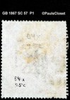 Gb 1867 Sc 57 Queen Victoria 5 - Plate 1 Rose Used Wm 26 Fine