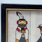 Vintage Southwest Kachina Native Style Textile Screen Print Bird Wall Art