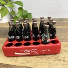 Lot Of 19 3  Glass Mini Coca Cola Bottles And Plastic Tray