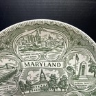 Vintage 9 25  Maryland Souvenir Green On White Mid-century State Landmarks