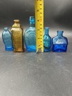 Vintage Lot Of 5 Miniature Blue Amber Wheaton Type Bottles Made In Taiwan