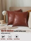 Leather Throw Pillow Covers 2 Packs  18x18 Inches   Faux Leather Brown