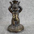 Bronze Merman Cherub Decor Candle Holder Figural Triton Sea Creature 4  Vintage