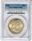 1948 Franklin Silver Half Dollar 50c Grade Pcgs Ms65  Fbl