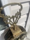 Vtg Brass Art Deco Lady Fire Screen Peacock Hearth Fan Patina 45  Needs Repair 