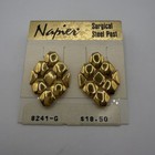 Vintage Napier Signed Gold Tone Geometric Necklace Bracelet Earrings 3 Pc Set