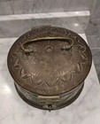 Antique Copper Hand Engraved Betel Box Round Lockbox Beautiful   Free Shipping 