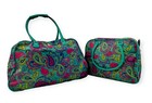 New Directions 2 Piece Luggage Set Turquoise Paisley Carry On Baggage Rolling 