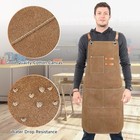 Brown Canvas Apron Heavy Duty With 3 Pockets Cross Back Apron Adjustable Strap
