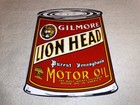 Vintage Gilmore Lion Head Quart Motor Oil Can 11  Porcelain Metal Gasoline Sign 