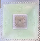 Vtg Art Deco Mcm Mint Green   Clear Square Ceiling Light Shade Hobnail Edge 11 