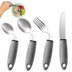 Adaptive 4-piece Utensils Set - Angled   Weighted Silverware For Hand Tremors