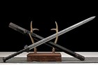 40   Ebony Chinese Ruyi Jian Double Edge Carbon Steel Straight Sword Han Dynasty