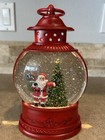 Christmas Lantern Water Snow Globe Swirling Lighted 9  Santa Tree