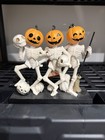 Halloween Skeleton Pumpkin Heads Dancing Trio Prop Figurine Statue Decor 8 
