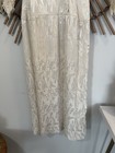 Vintage 80   s Cream Surplice Dress W  Pleated Skirt   Lace Wedding  Sz 4