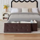 Foldable Storage Ottoman End Of Bed Large Pu Bench Foot Rest Stool For Entryway
