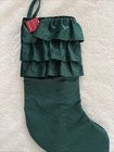 Wondershop Target Christmas Stocking Dark Green Velvet Velour Ruffles Modern Nwt
