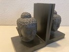 Capers Home Buddha Head Bookends Set Black Decorative Sculpture 6 5 X 5 X 8 75