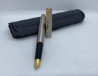 Parker Frontier Fountain Pen Med Pt Stainless Steel   Gold New In Box Made In Uk