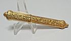 19c antique Sterling Silver Gold-plated Sewing Needle Case W flowers