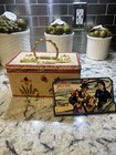 Vintage 1950s Japanese Sewing Basket Box W  Reliance Needle Book Japan