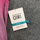 Athleta Girl Power Up Seamless Mi-long Tee Top Pink Stripe Athletic  Xl 14 Nwt